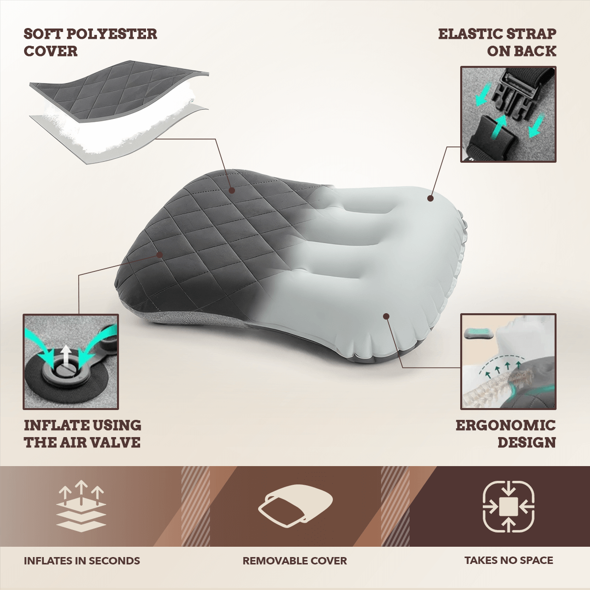 Coussin de camping ultra léger