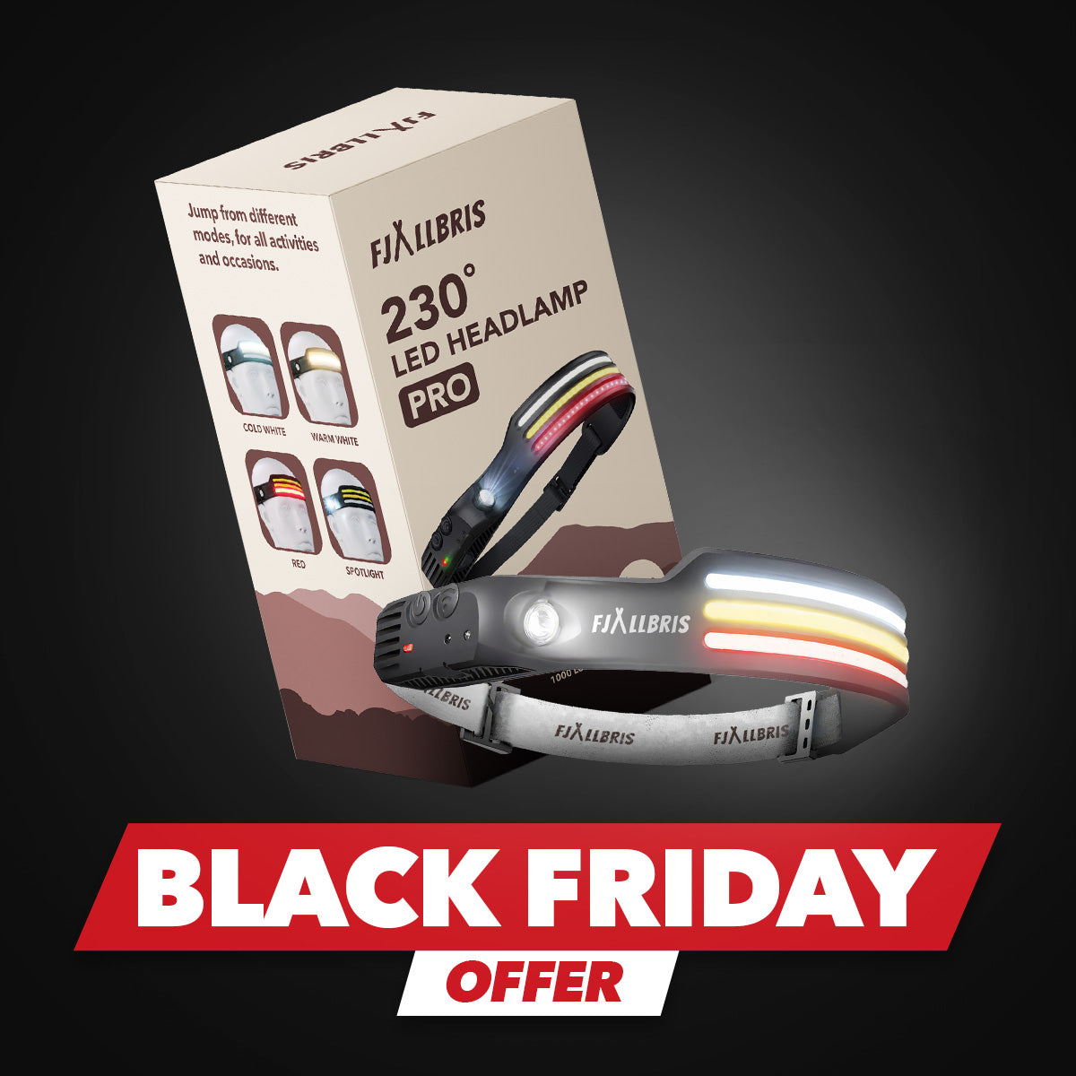 Fjällbris 1000lm LED 230° Lampe frontale PRO 2.0