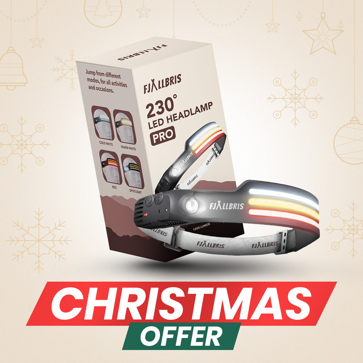 Fjällbris 1000lm LED 230° Lampe frontale PRO 2.0